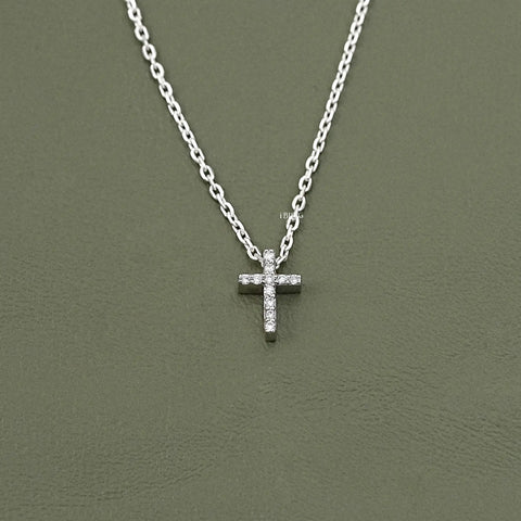 Round Lab Diamond Cross Pendant