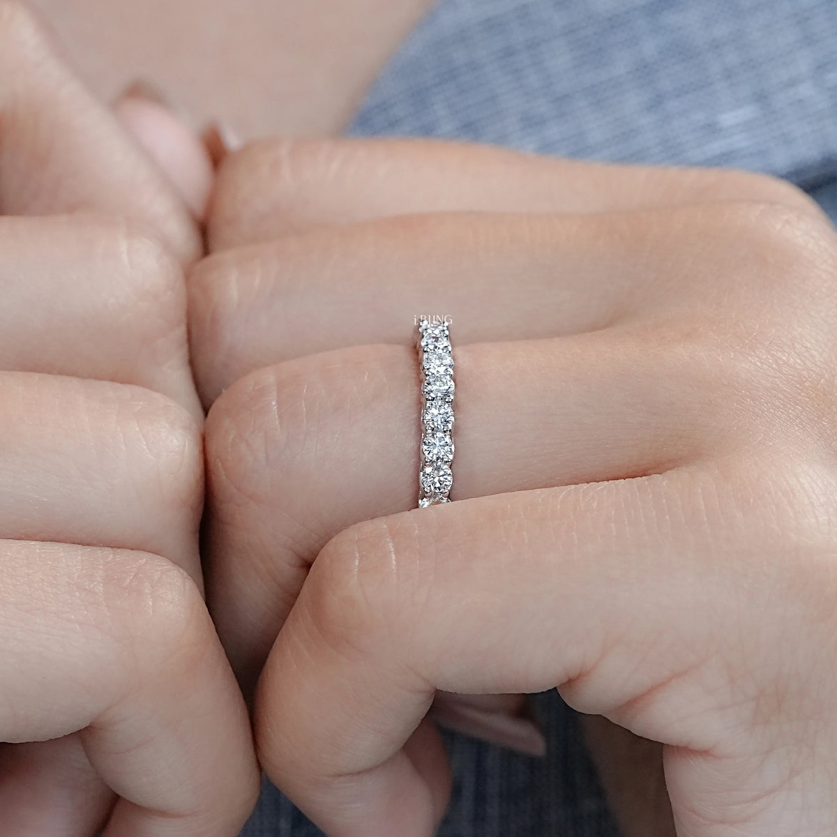 Round Lab Grown Diamond Stackable Wedding Band Full Eternity