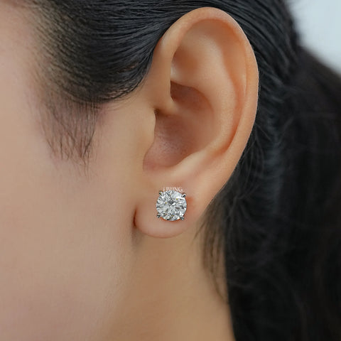 Round Cut Lab Grown Diamond Stud Earrings