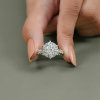 Round Lab Diamond Solitaire Pave Engagement Ring