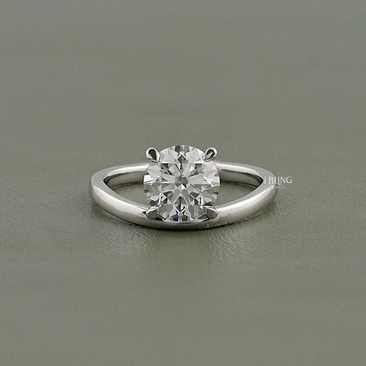 Round Lab Diamond Solitaire Ring