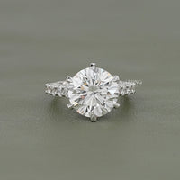 Round Lab Diamond Solitaire Pave Engagement Ring