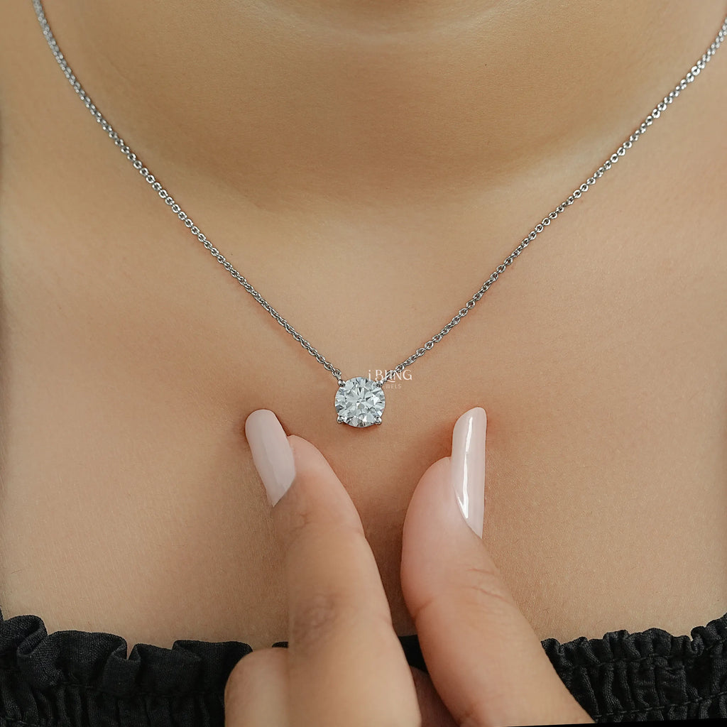 Round Cut Lab Grown Diamond Solitaire Necklace