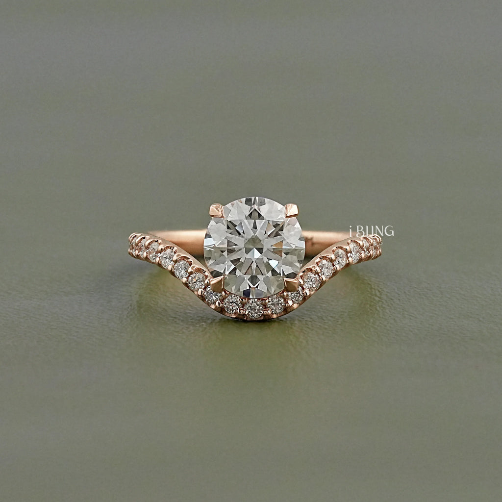 Round Curved Lab Diamond Accent Ring