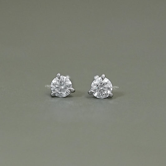 iBling Jewels Round Cut Solitaire Stud Earrings made with lab grown diamond, perfect jewelry gift