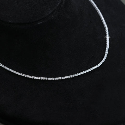 Round Lab Grown Diamond Tennis Necklace