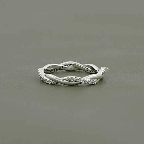 Round Cut Lab Diamond Twisted Wedding Band