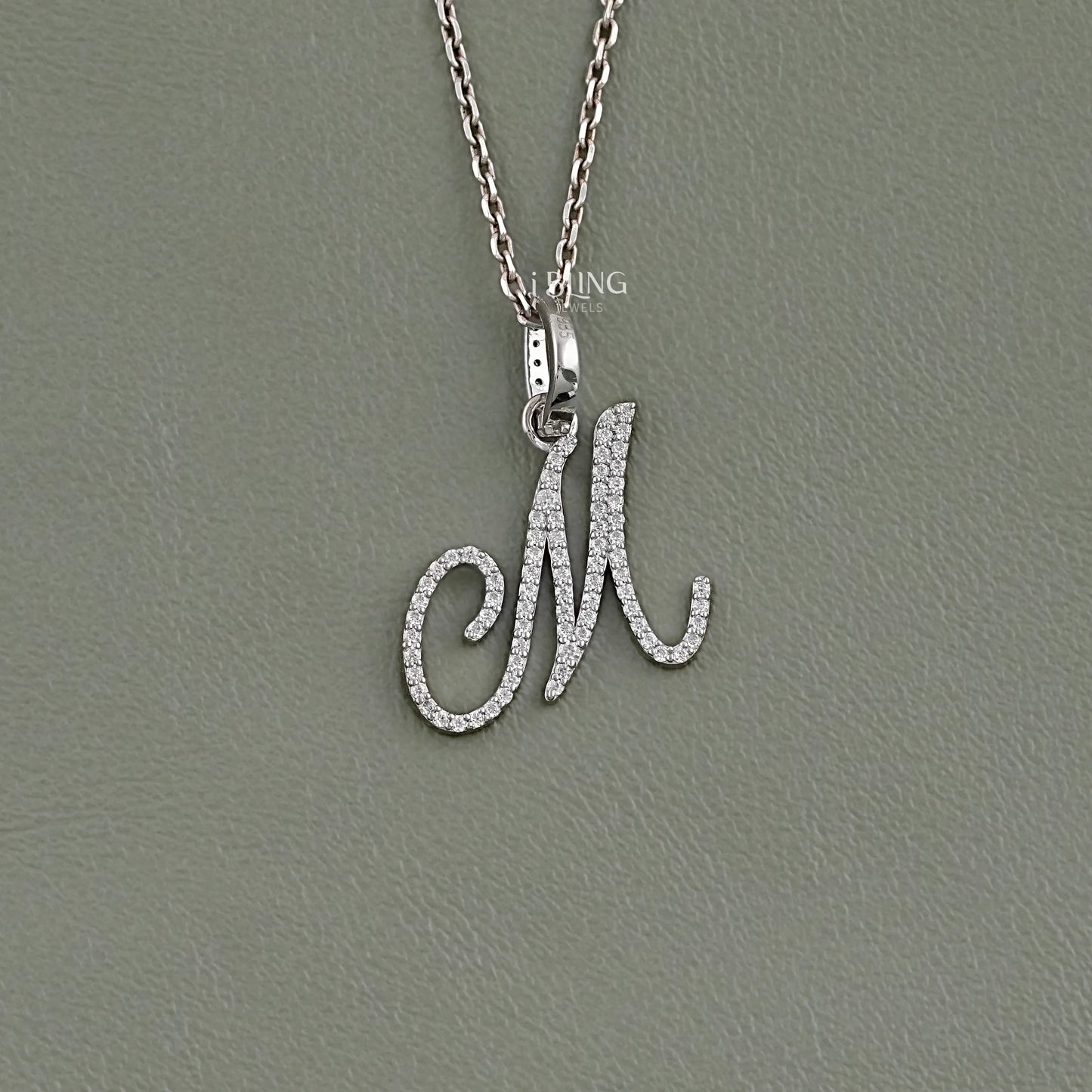 Round Cut Lab Grown Diamond M Letter Pendant Pendants