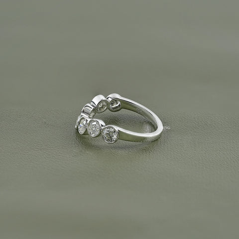 Round Cut Lab Diamond Bezel Set Curved Wedding Band