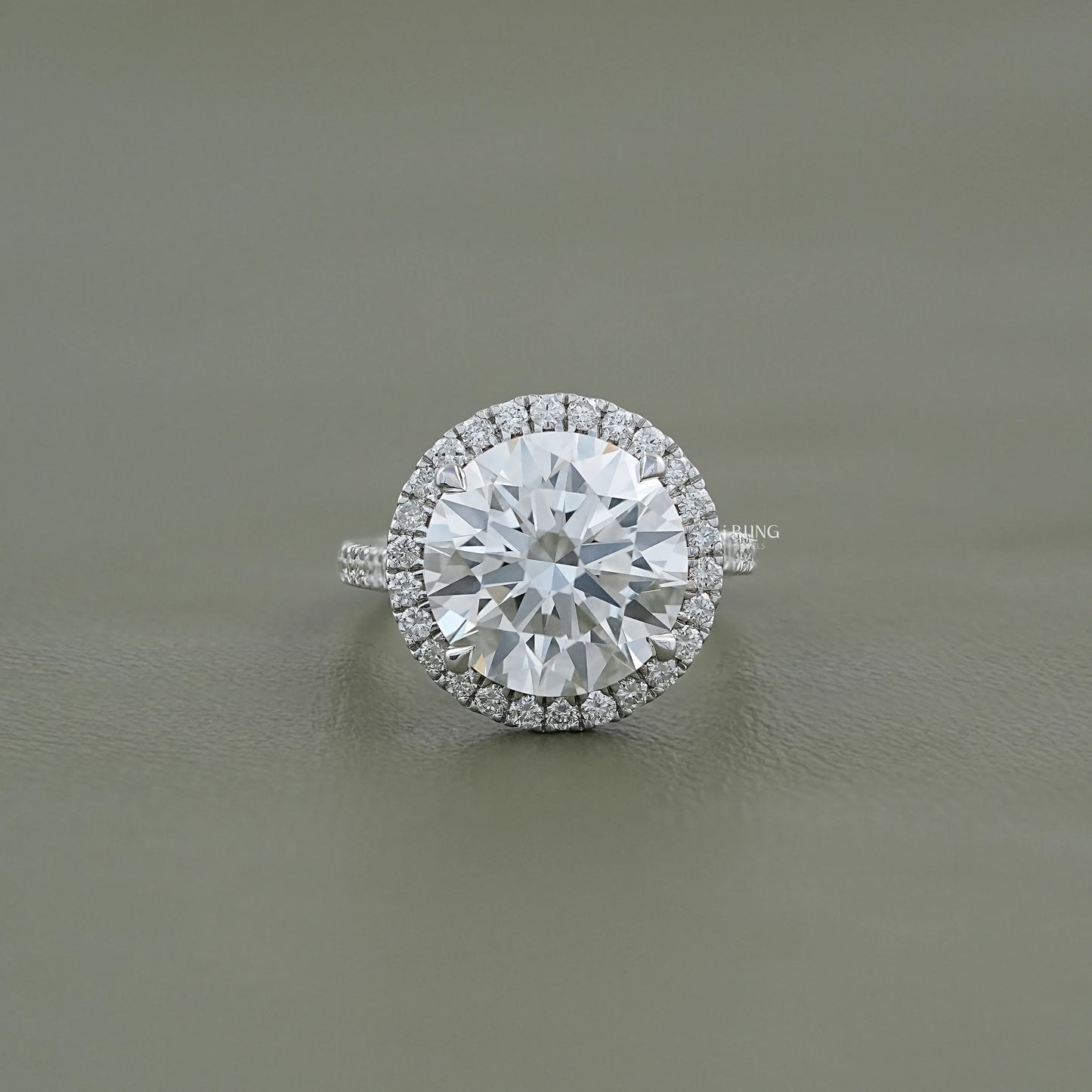Round Cut Lab Diamond Halo Engagement Ring Halo Ring