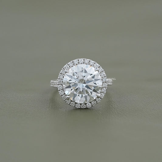 Round Cut Lab Diamond Halo Engagement Ring Halo Ring