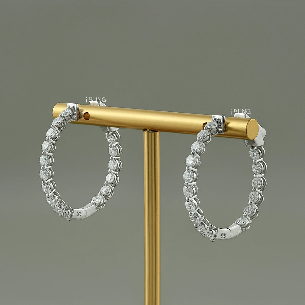 Round Cut Lab Diamond Hoop Earrings