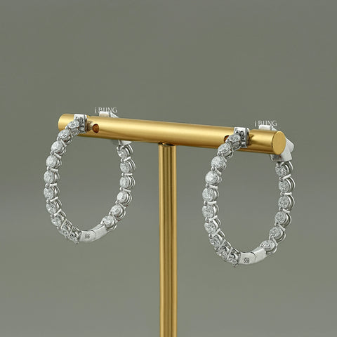 Round Cut Lab Diamond Hoop Earrings