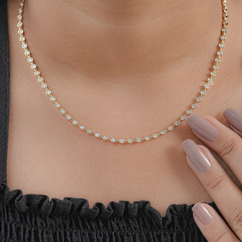 Round Lab Grown Diamond Tennis Necklace