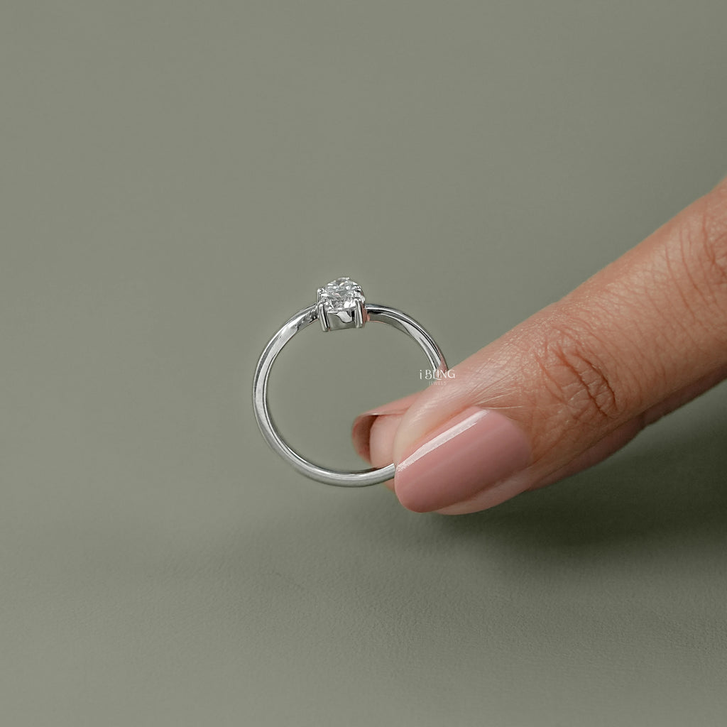 Pear & Round Cut Lab Grown Diamond Two Stone Ring