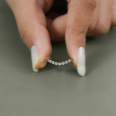 Round Cut Lab Diamond Curved Wedding Band