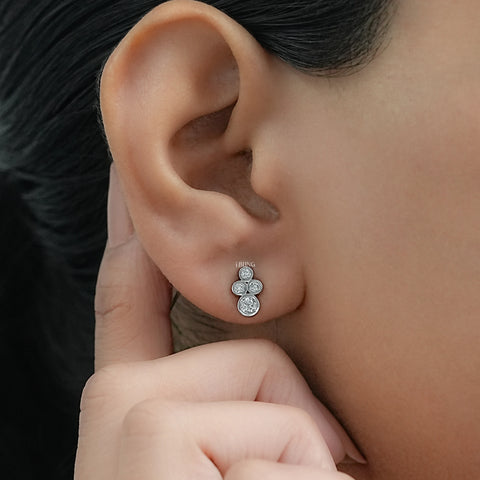 Round Cut Lab Grown Diamond Bezel Set Stud Earrings