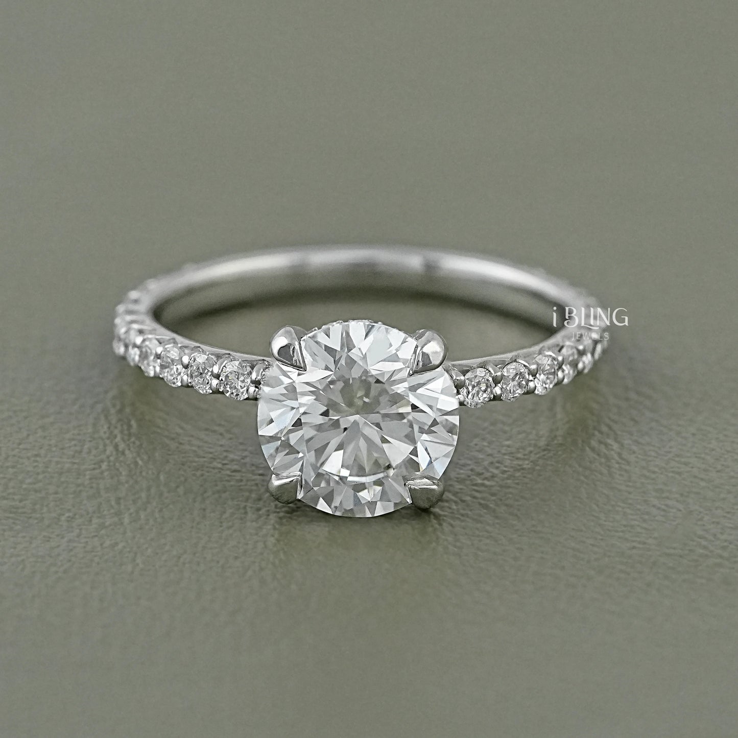 Round Cut Lab Grown Diamond Solitaire Accent Ring