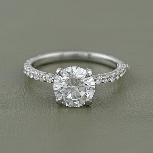 Round Cut Lab Grown Diamond Solitaire Accent Ring Solitaire Accent Ring