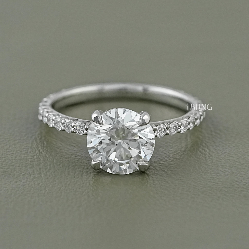 Round Cut Lab Grown Diamond Solitaire Accent Ring