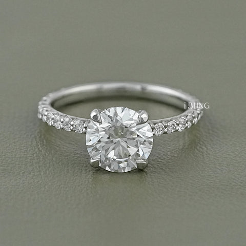Round Cut Lab Grown Diamond Solitaire Accent Ring