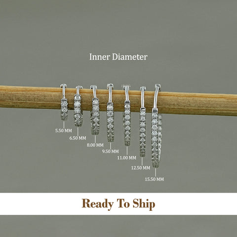 Round Moissanite In-Out Hoop Earrings