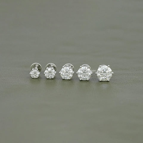 Round Moissanite Solitaire Diamond Stud Earrings