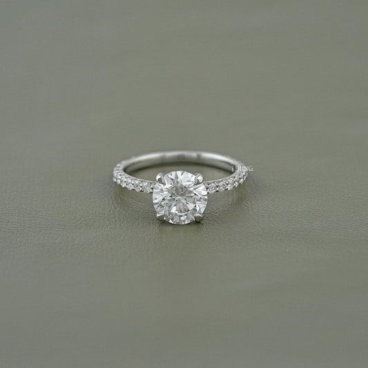 Round Cut Lab Diamond Solitaire Accent Ring Ring
