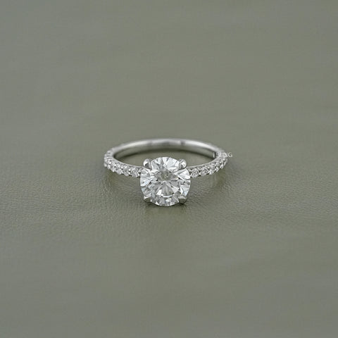 Round Cut Lab Diamond Solitaire Accent Ring