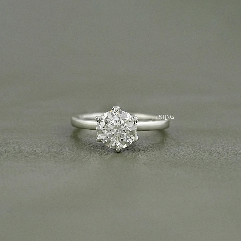 Round Cut Lab Diamond Solitaire Engagement Ring