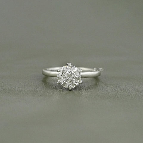 Round Cut Lab Diamond Solitaire Engagement Ring