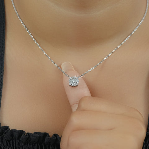 Round Cut Lab Grown Diamond Solitaire Necklace