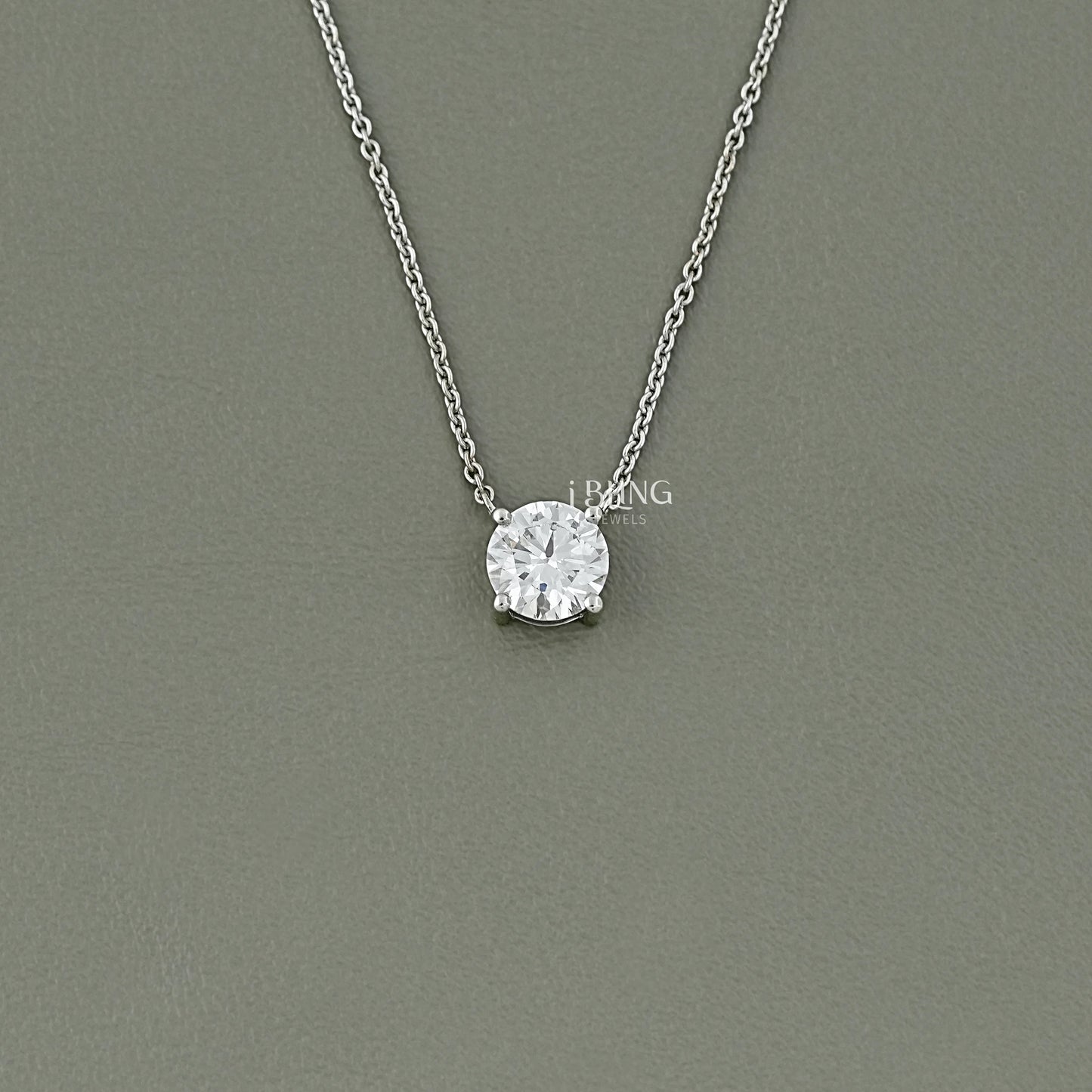 Round Cut Lab Grown Diamond Solitaire Necklace Pendants