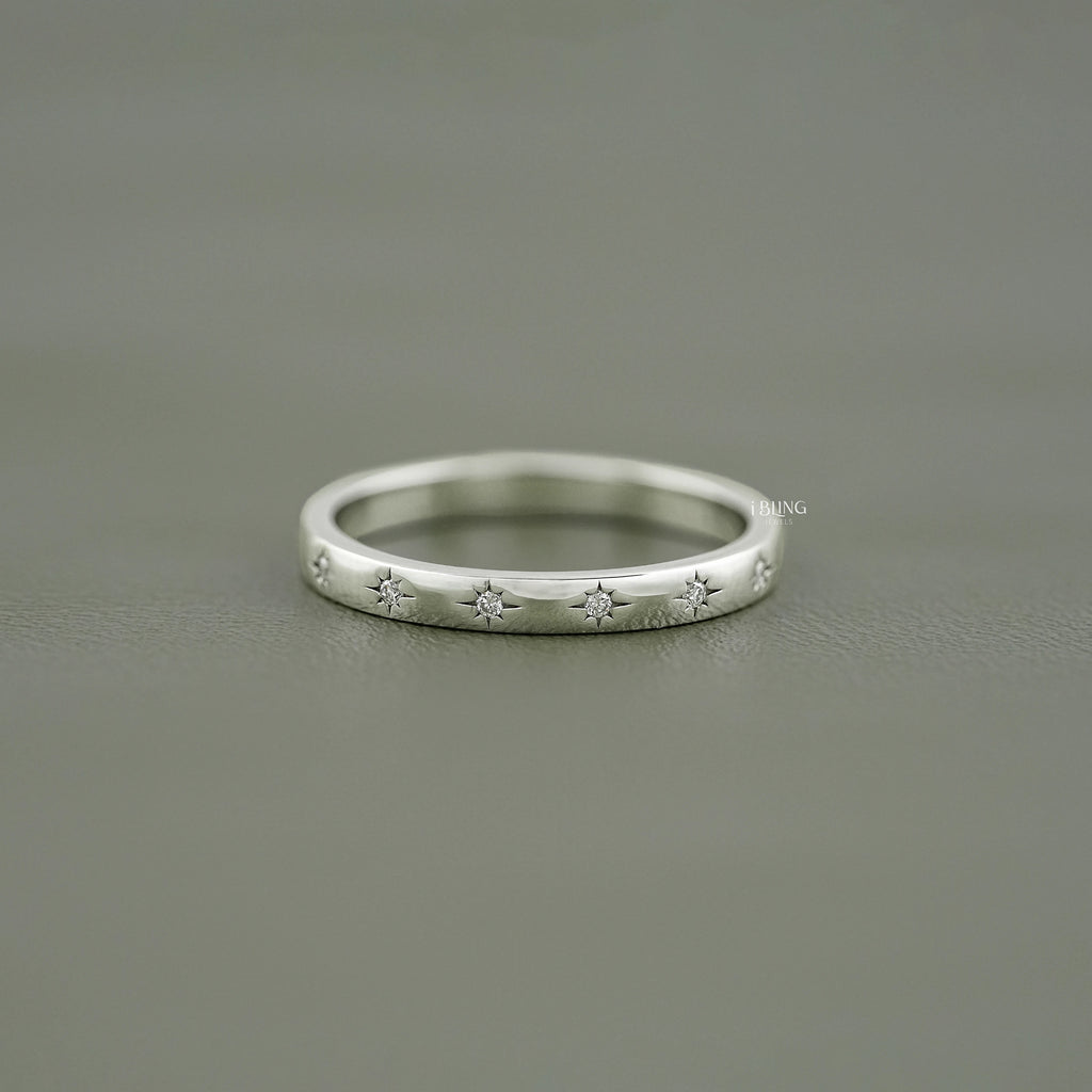 Starburst Round Cut Lab Diamond Promise Band