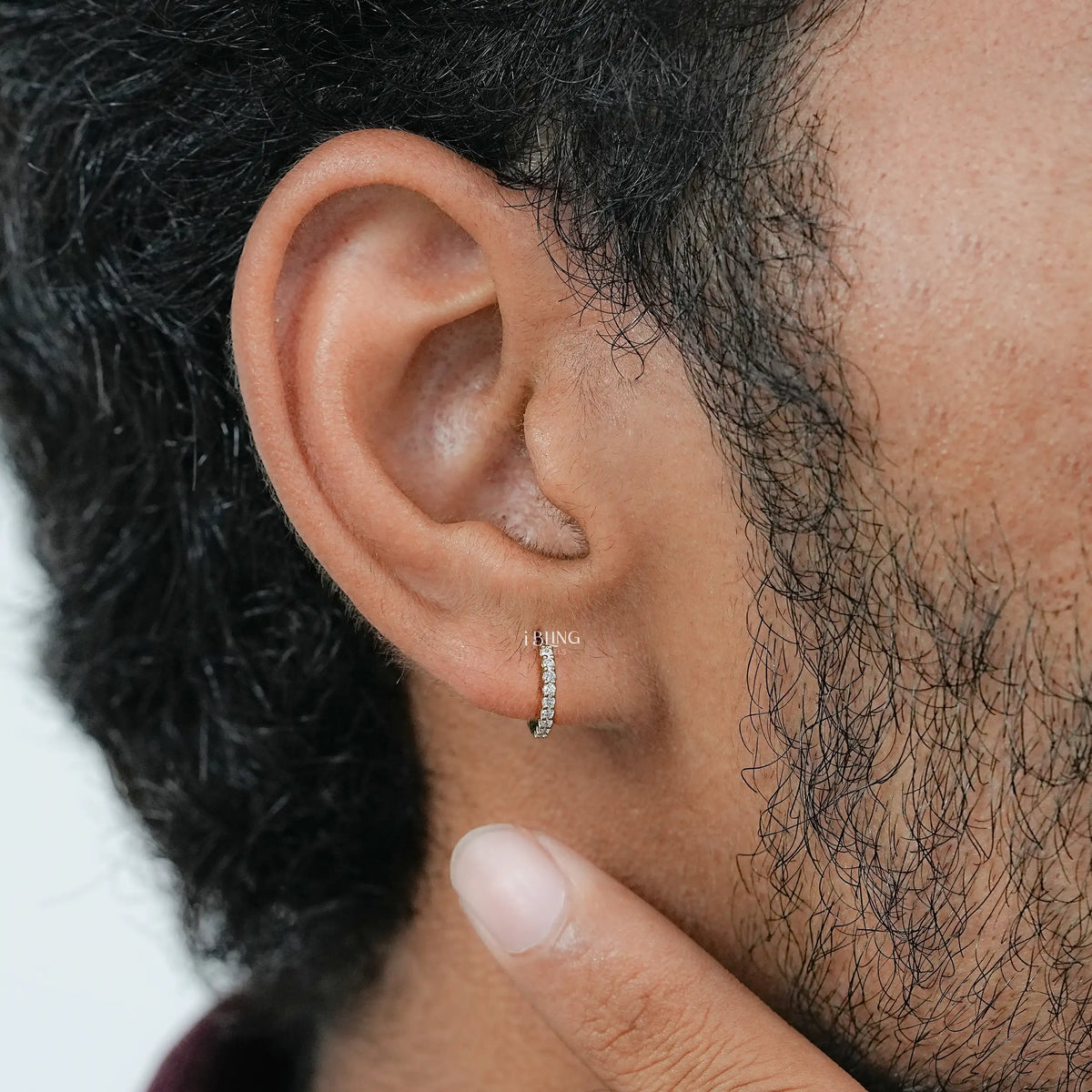 Round Cut Lab Diamond Hoop & Huggie Men's Earrings Earrings