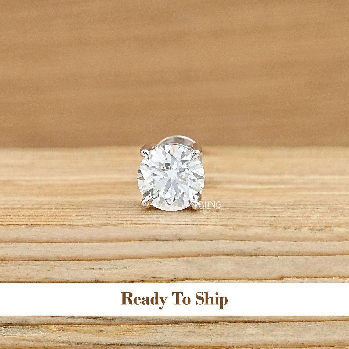 Round Cut Lab Diamond Screw Back Men's Stud Earrings