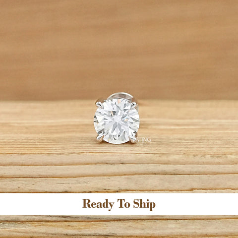 Round Cut Lab Diamond Screw Back Men's Stud Earrings