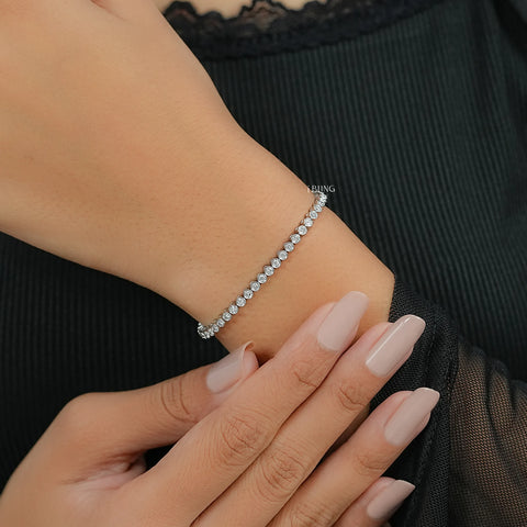 Bezel Set Round Lab Grown Diamond Tennis Bracelet
