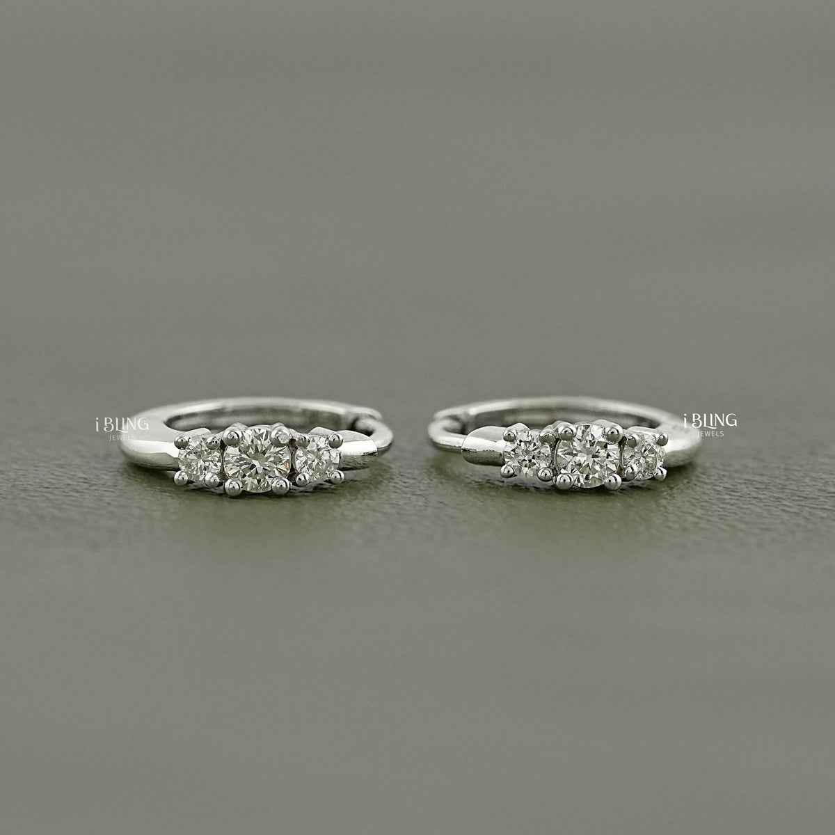 Round Three Stone Lab Diamond Hoop Earring Hoops & Huggies