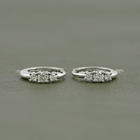 Round Three Stone Lab Diamond Hoop Earring