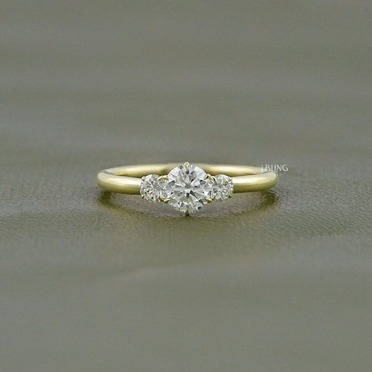 Old European Round Three Stone Anniversary Ring Solitaire Ring