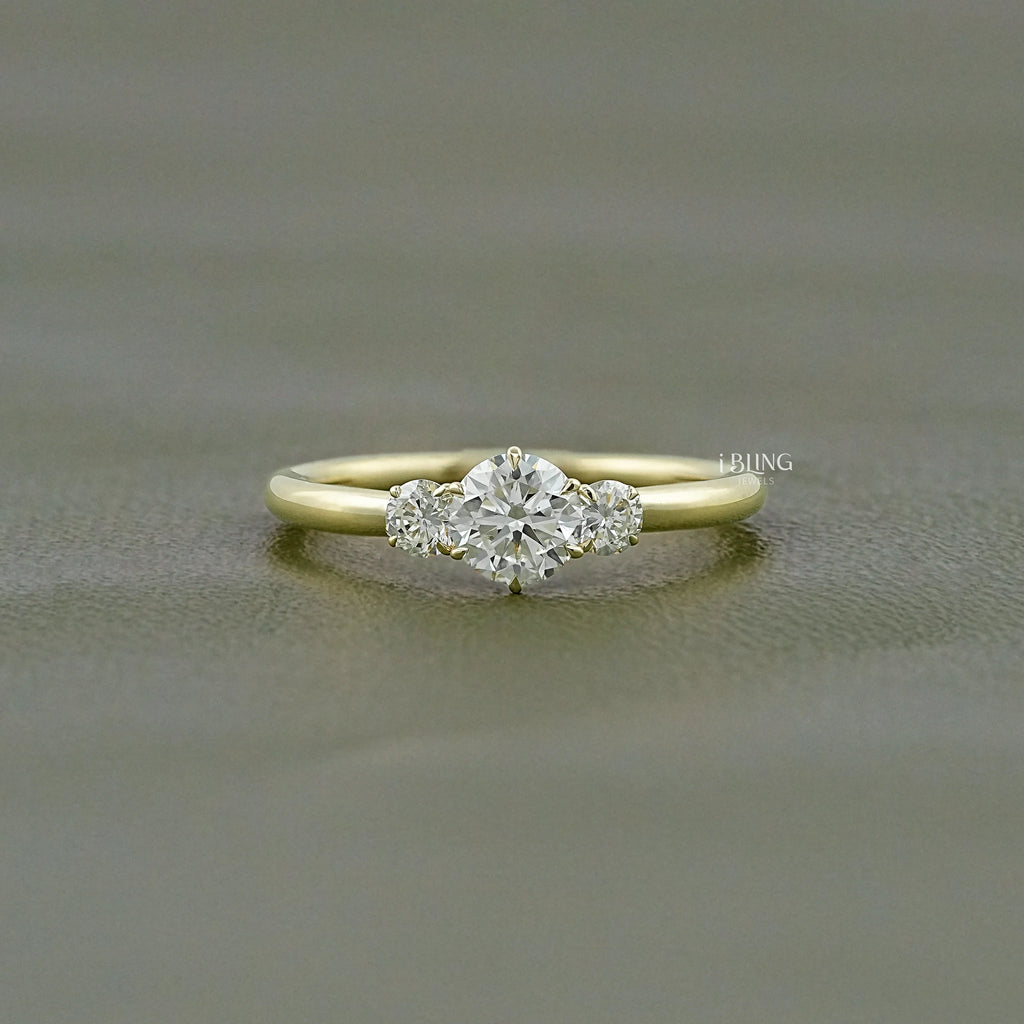 Old European Round Three Stone Anniversary Ring