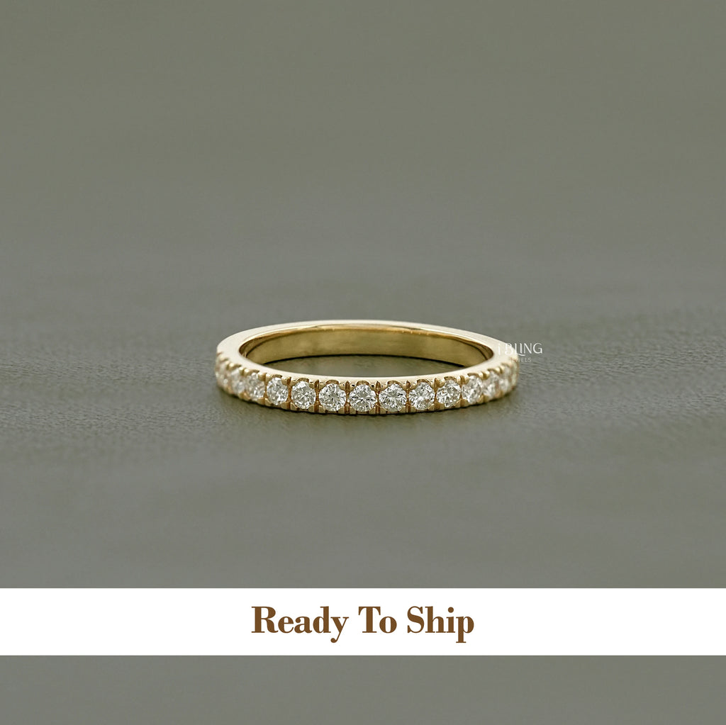 Round Cut Lab Diamond Tinny Half Eternity Band