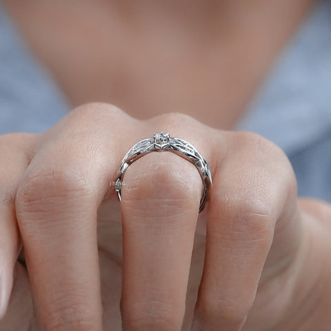 Round Cut Lab Grown Diamond Vintage Engagement Ring