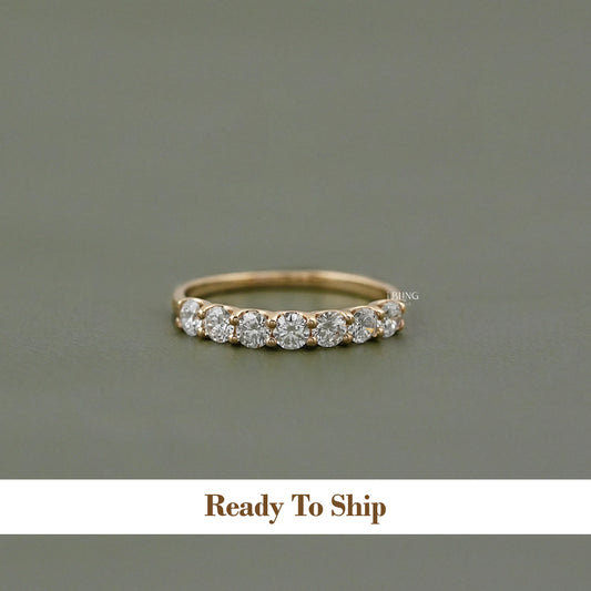 Round Cut Lab Diamond Half Eternity Wedding Band Half Eternity