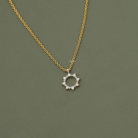 Round Cut Lab Diamond Open Circle Necklace