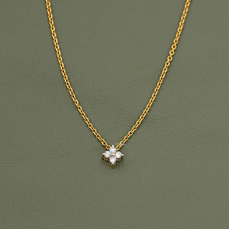 Round Cut Lab Grown Diamond Dainty Flower Pendant