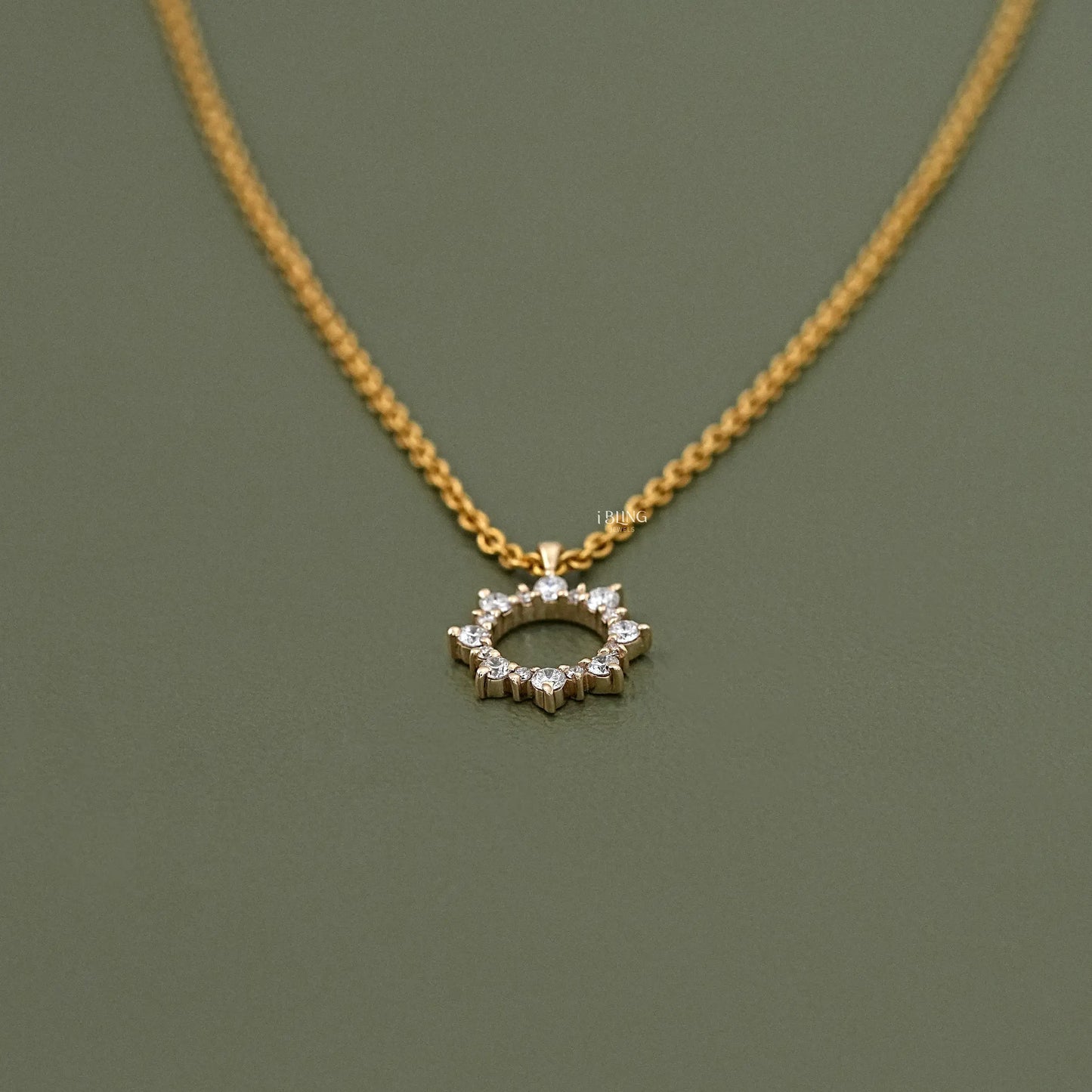Round Cut Lab Diamond Open Circle Necklace
