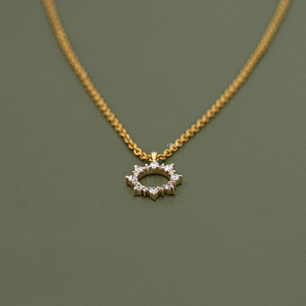 Round Cut Lab Diamond Open Circle Necklace