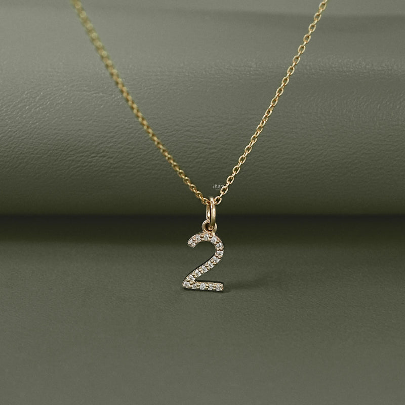 Round Cut Lab Grown Diamond Number Charm Pendant